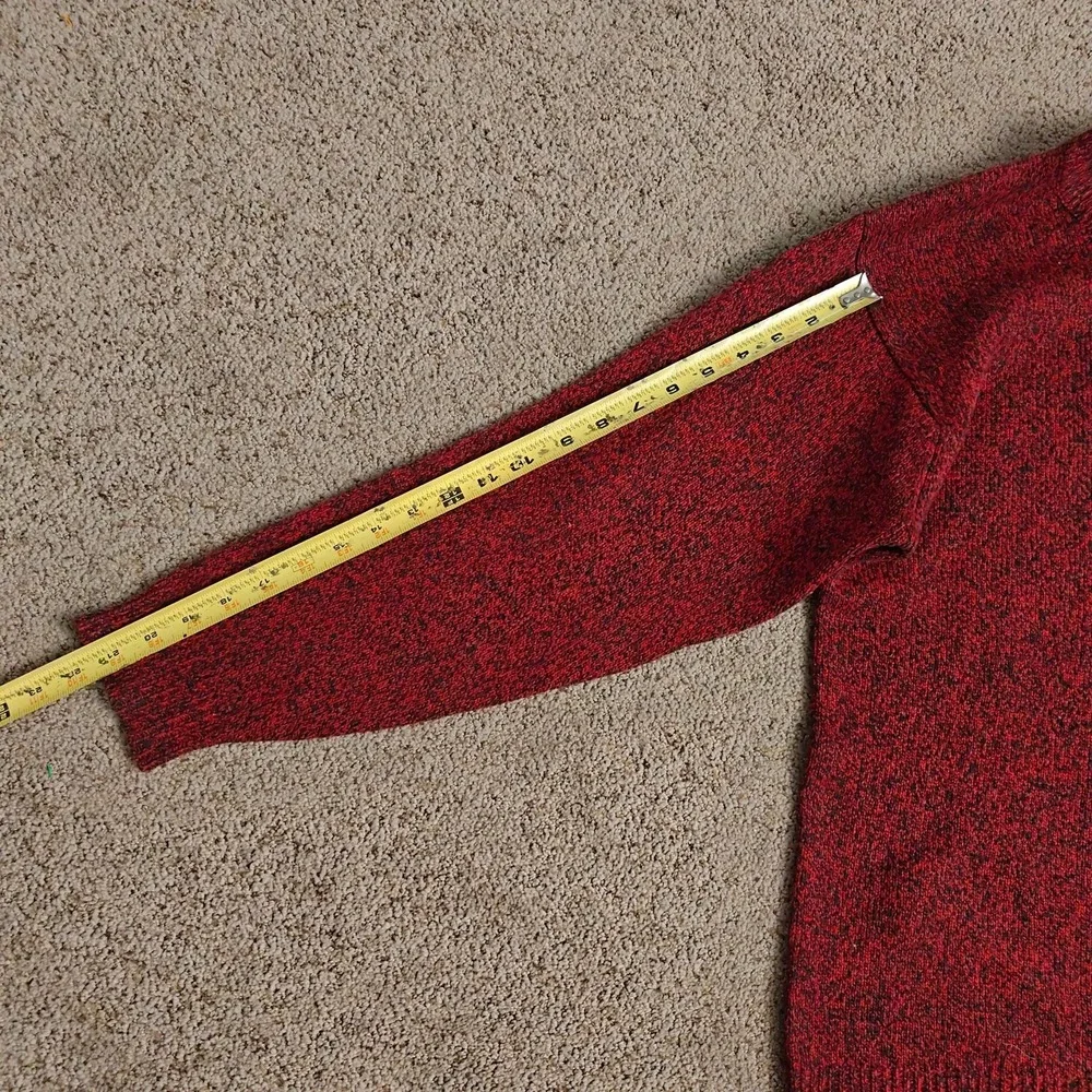 Polo Ralph Lauren Mens XL Red Black Marled 100% Wool Crewneck Sweater‎ Pony Logo